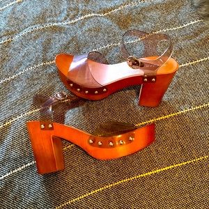 New Madden Girl Wooden Platform Wedges-Brown- Size 8.5 worn once